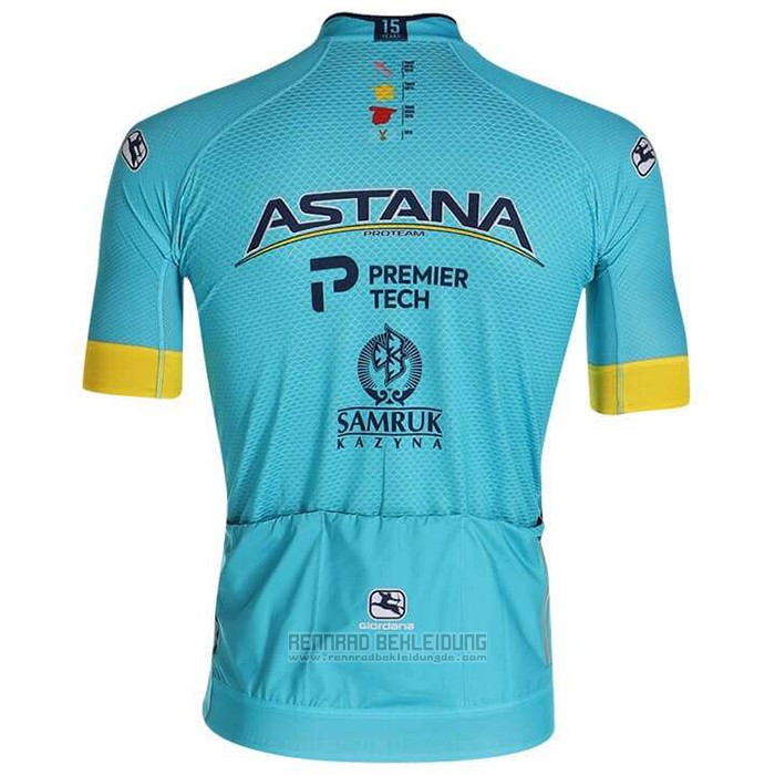 2020 Fahrradbekleidung Astana Gelb Blau Trikot Kurzarm und Tragerhose